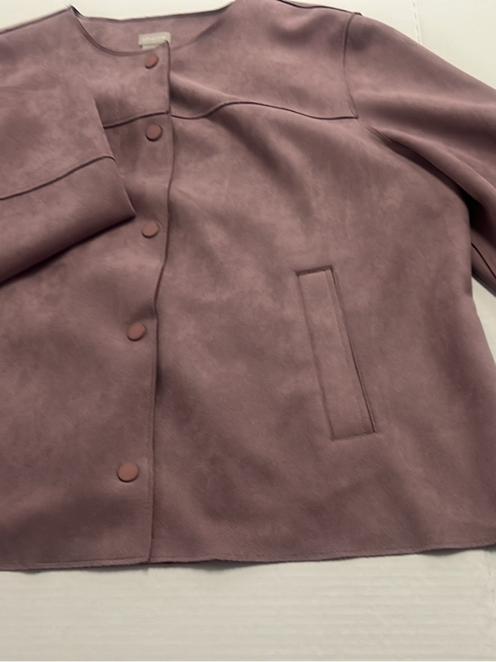 Chico's Dusty Rose Snap-Front Suede-Look Jacket